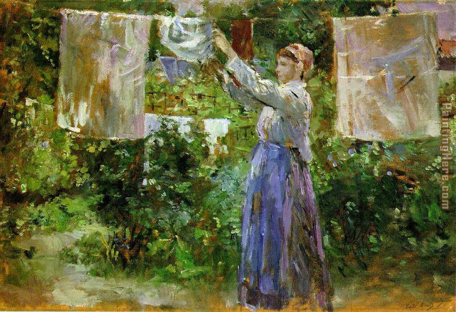 Peasant Hanging out the Washing painting - Berthe Morisot Peasant Hanging out the Washing art painting